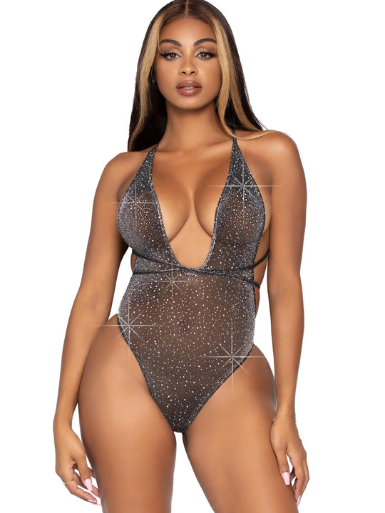 Body Leg Avenue Lurex & Rhinestone Teddy