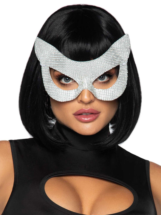 Masca Faux Rhinestone Cat Mask