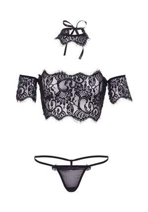 Set Sexy Leg Avenue Lace Top With Choker And Thong