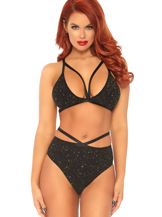 Set Sexy Leg Avenue Lurex Opaque Bra And Bottom